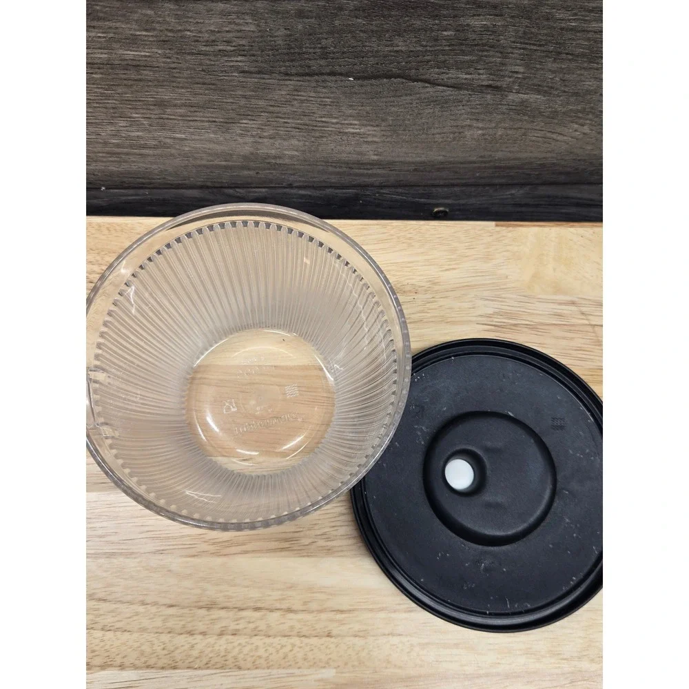 Tupperware CrystalWave 2 Cup 500ml Microwave Bowl Black Lid Vent 5201A-2 Clear